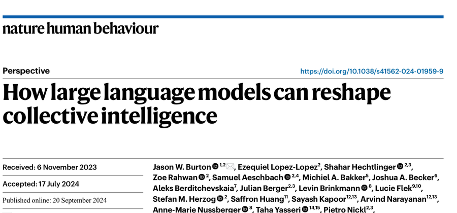 How large language models can reshape collective intelligence