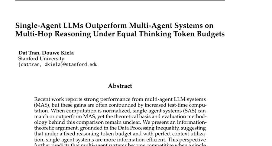 Single-Agent LLMs Outperform Multi-Agent Systems